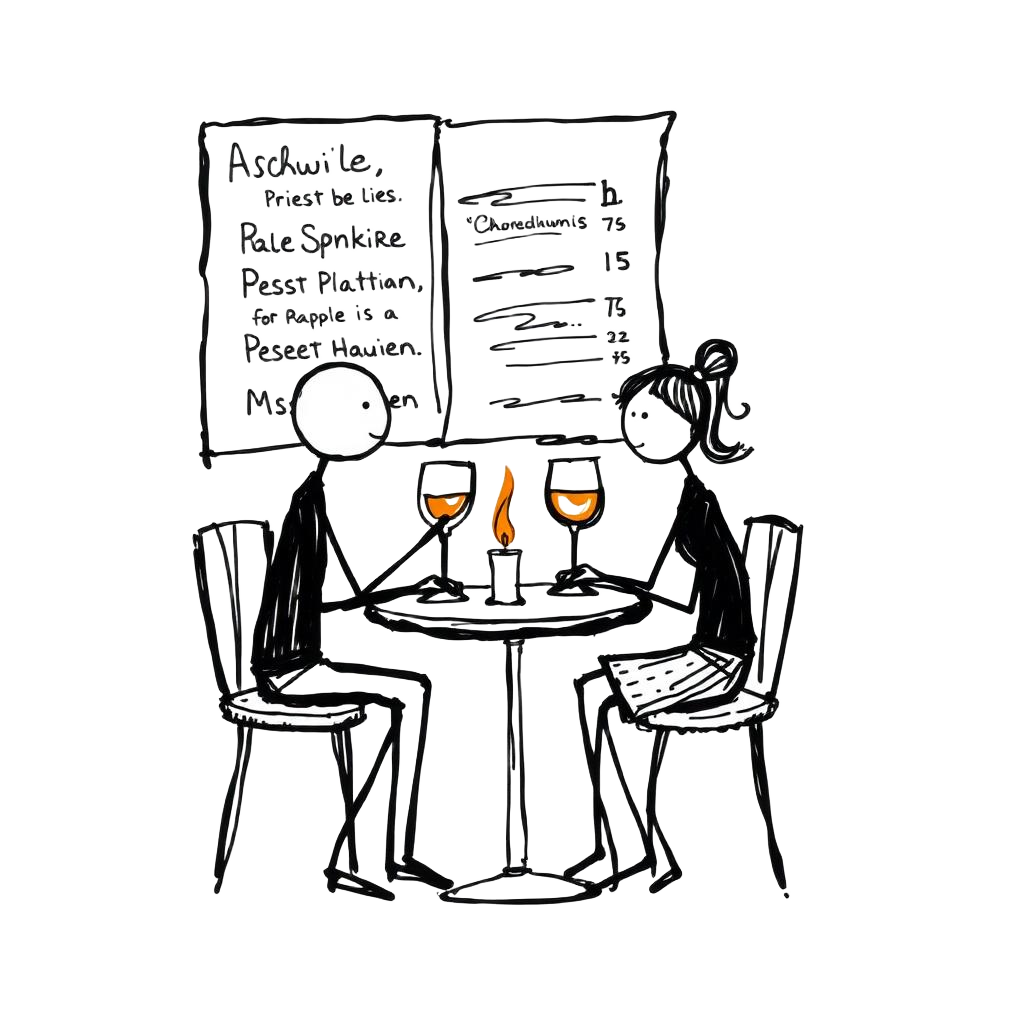 A couple having dinner at a bistro with candle and wine