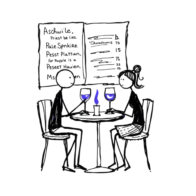 A couple having dinner at a bistro with candle and wine
