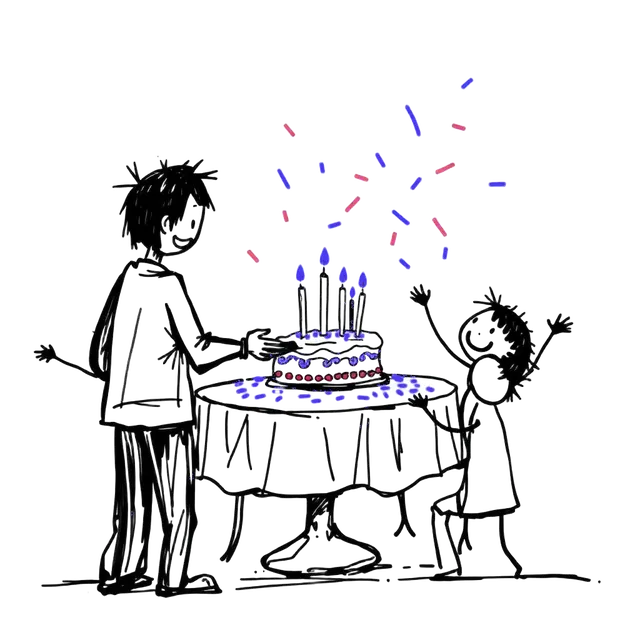 Birthday cake with confetti