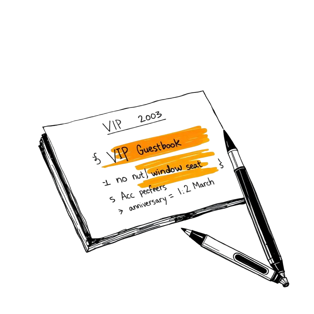 VIP guestbook with notes