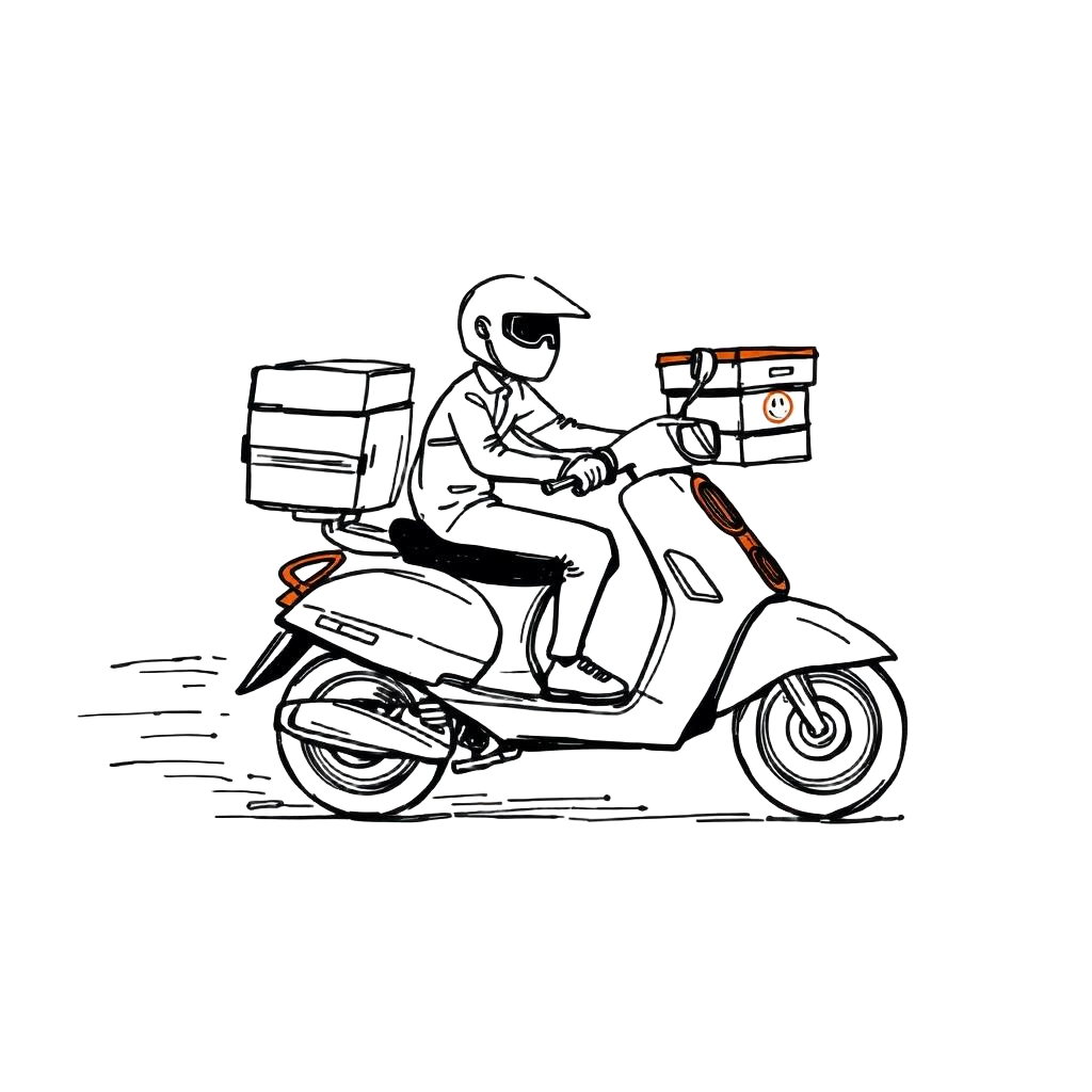 Delivery scooter with pizzas