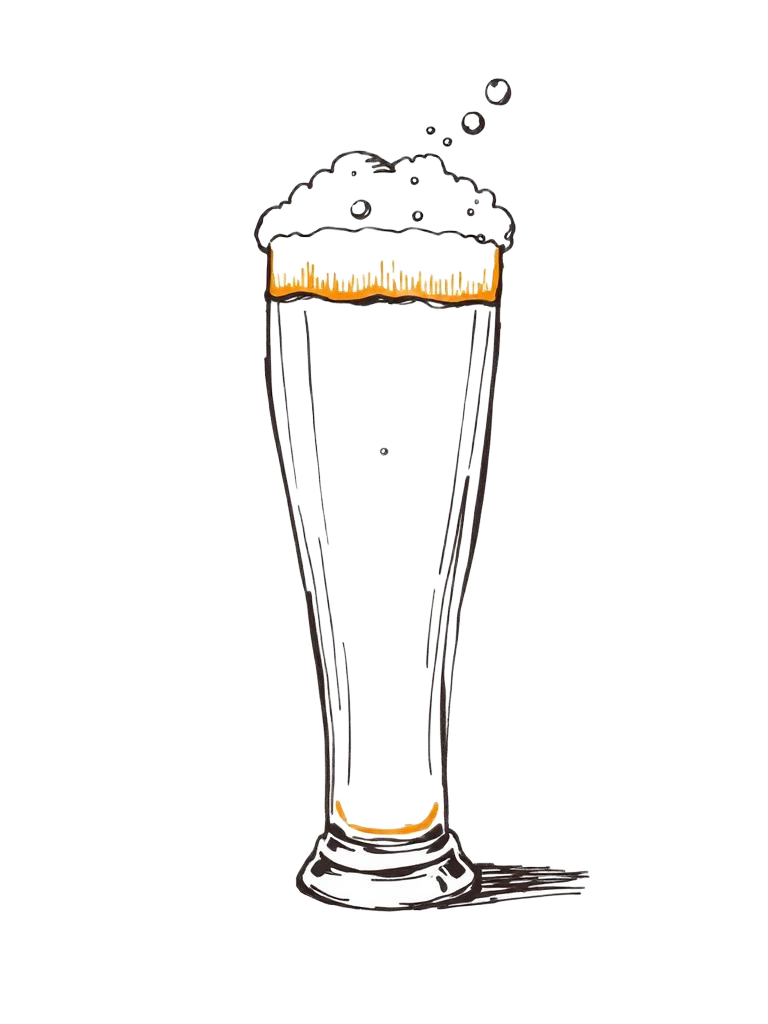 Tall pint glass with rising orange foam