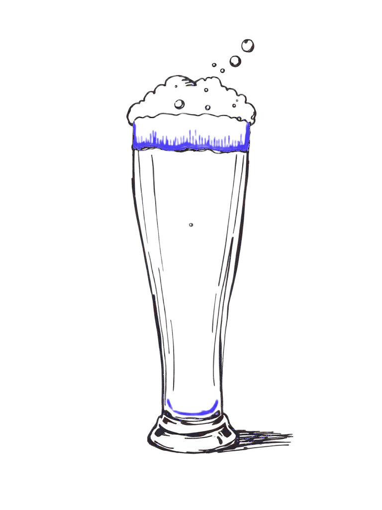 Tall pint glass with rising orange foam