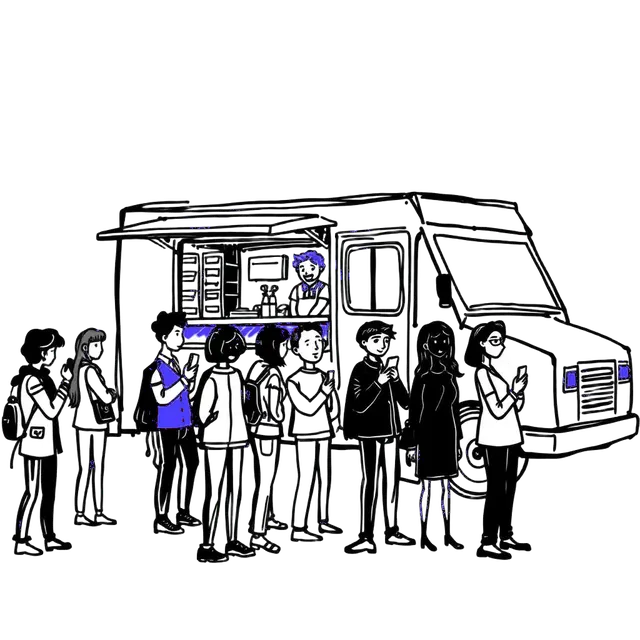 Long line at lunchtime food truck