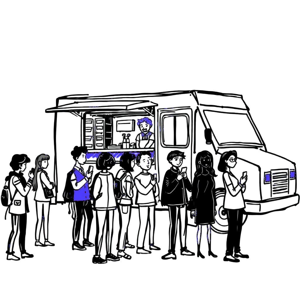 Long line at lunchtime food truck