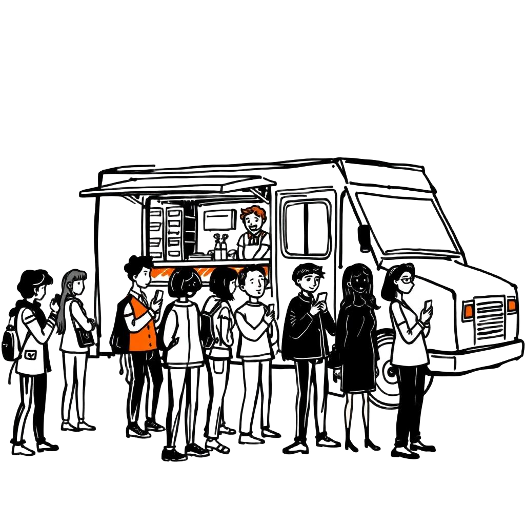 Long line at lunchtime food truck