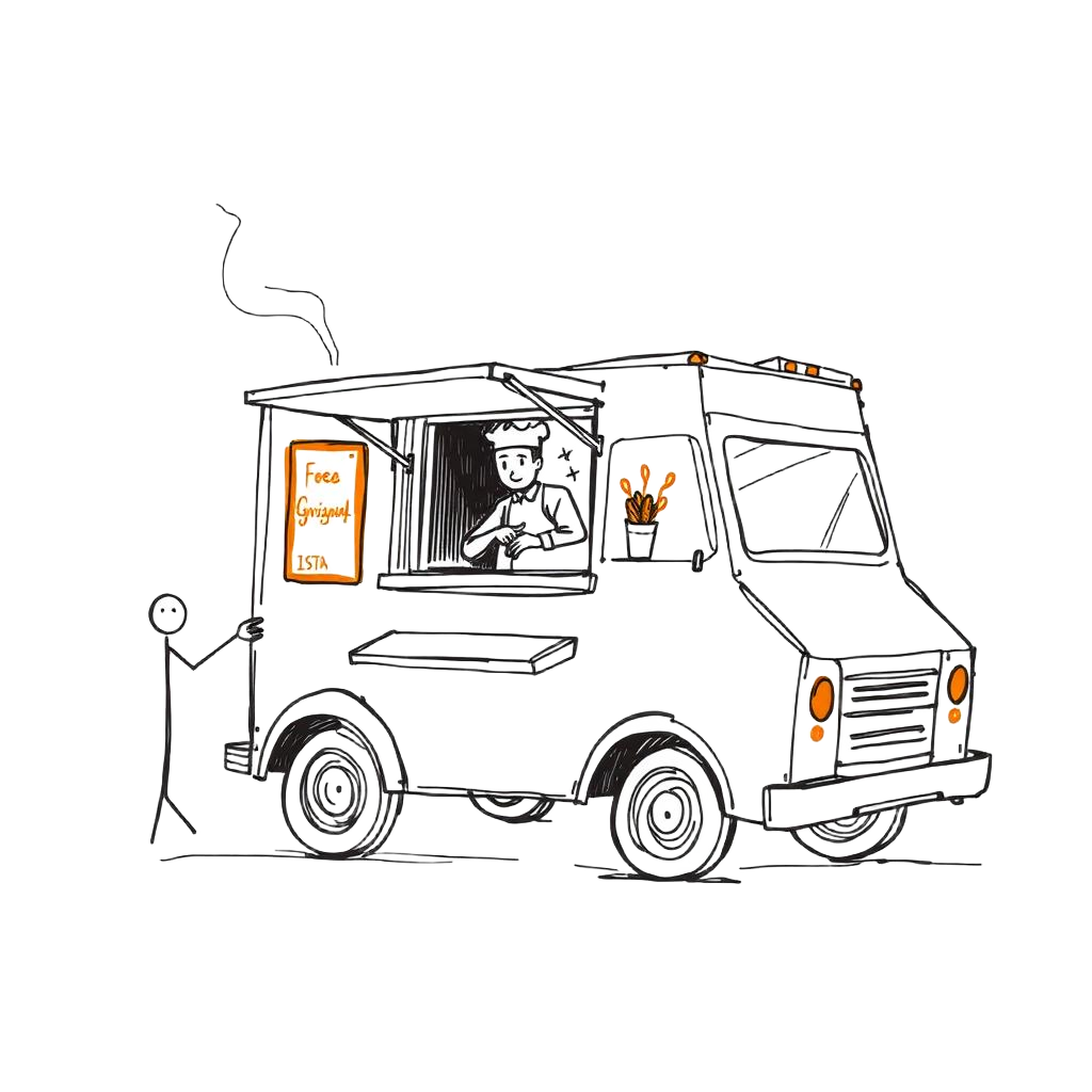 Food truck with chef in the window