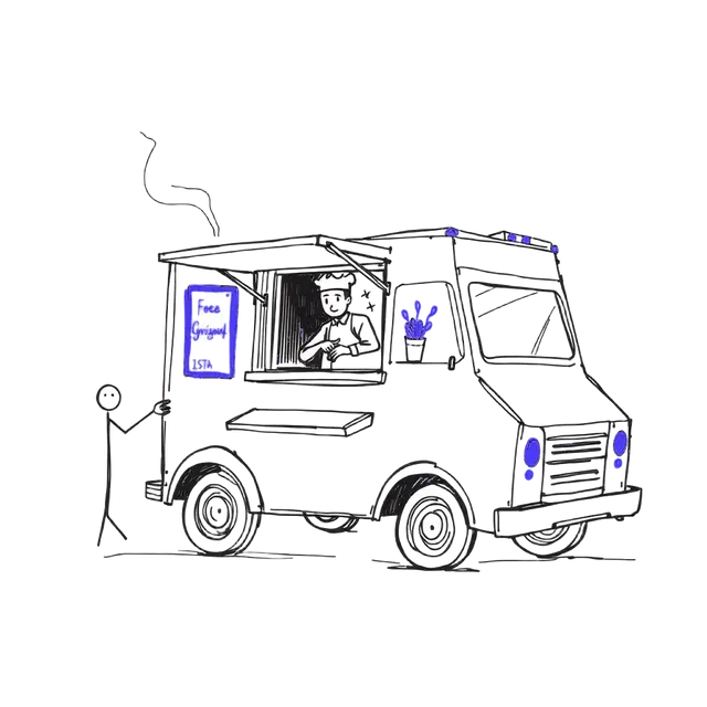 Food truck with chef in the window