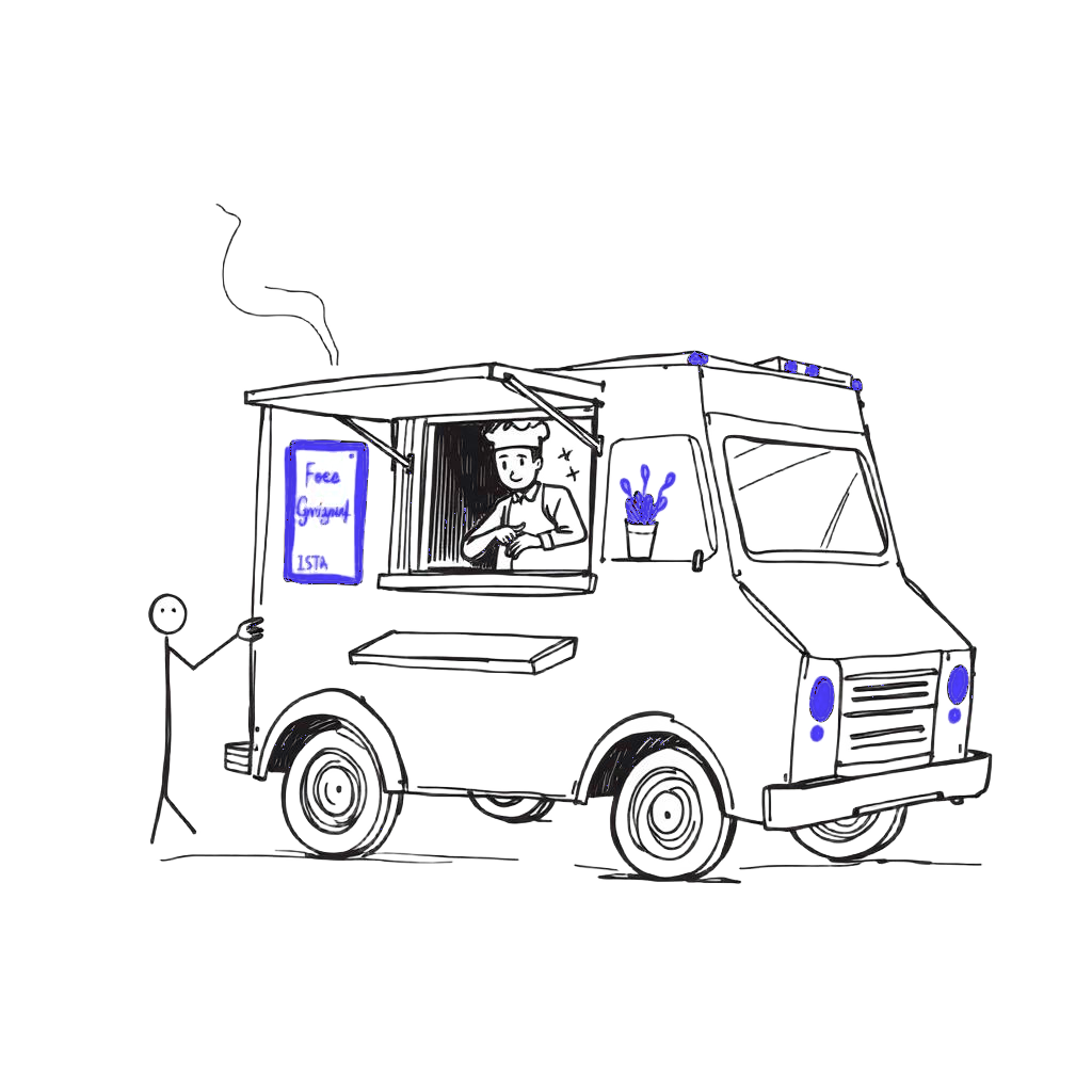 Food truck with chef in the window